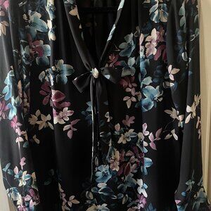 Black floral blouse